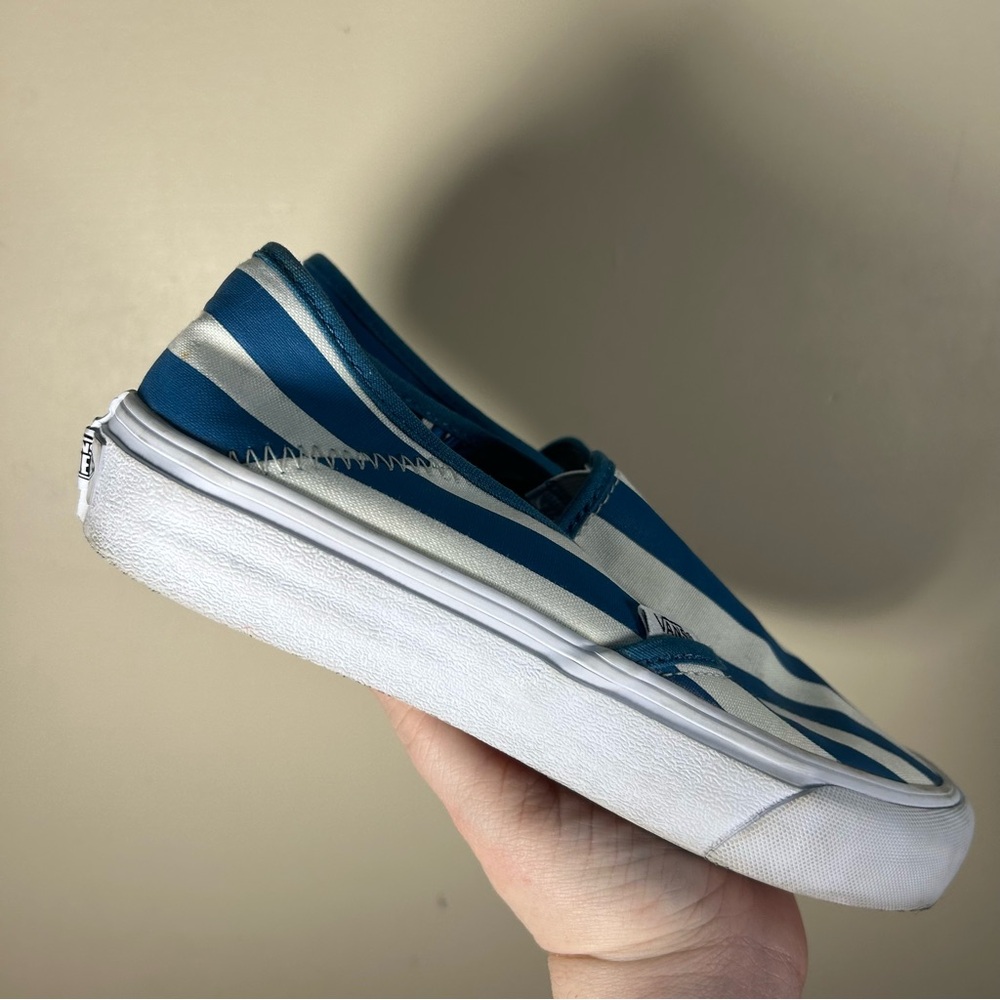Vans Blue and White Striped Sneakers - Picture 3 of 10